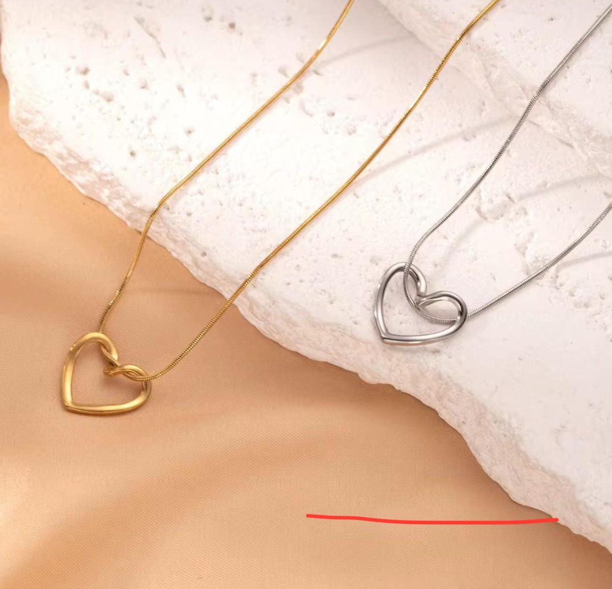 heart shaped non tarnish necklace