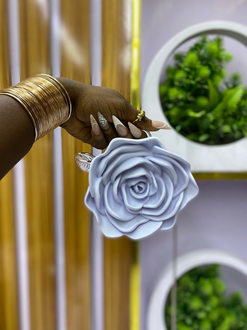 With 3d floral purse