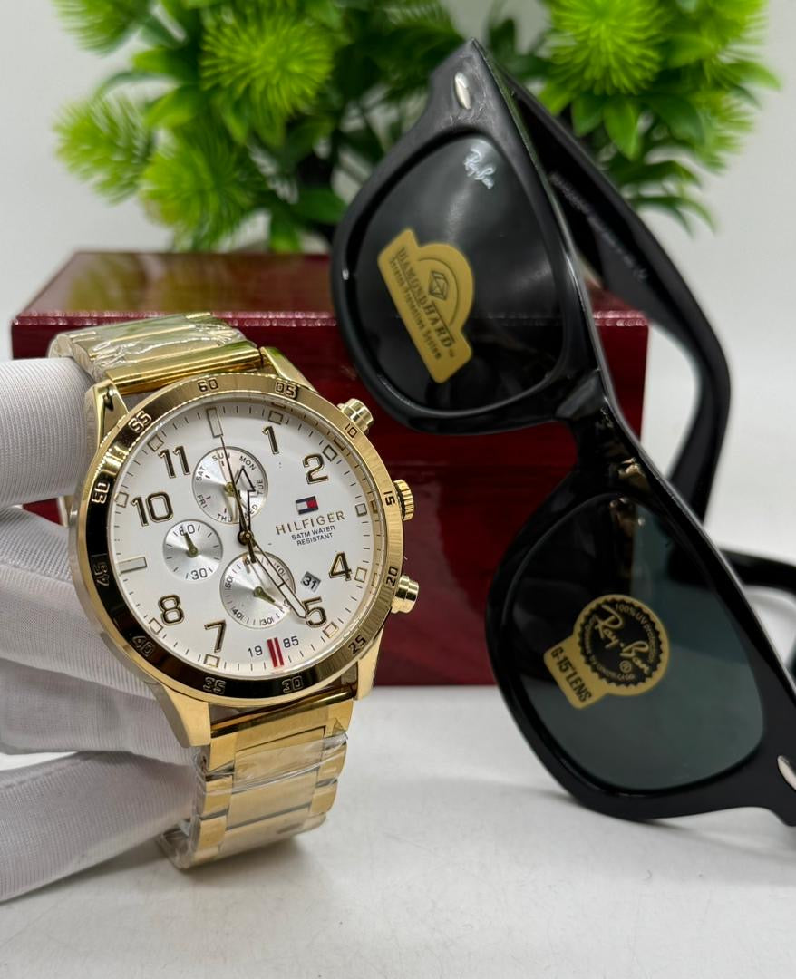 Tommy Hilfiger wristwatch with ray an glasses