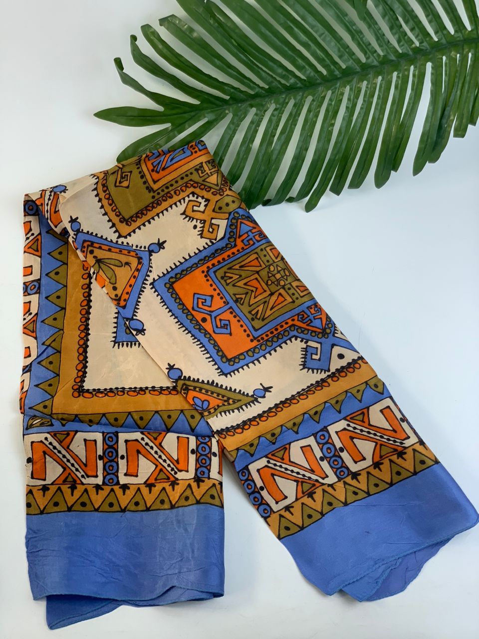 Blue monogrammed scarf