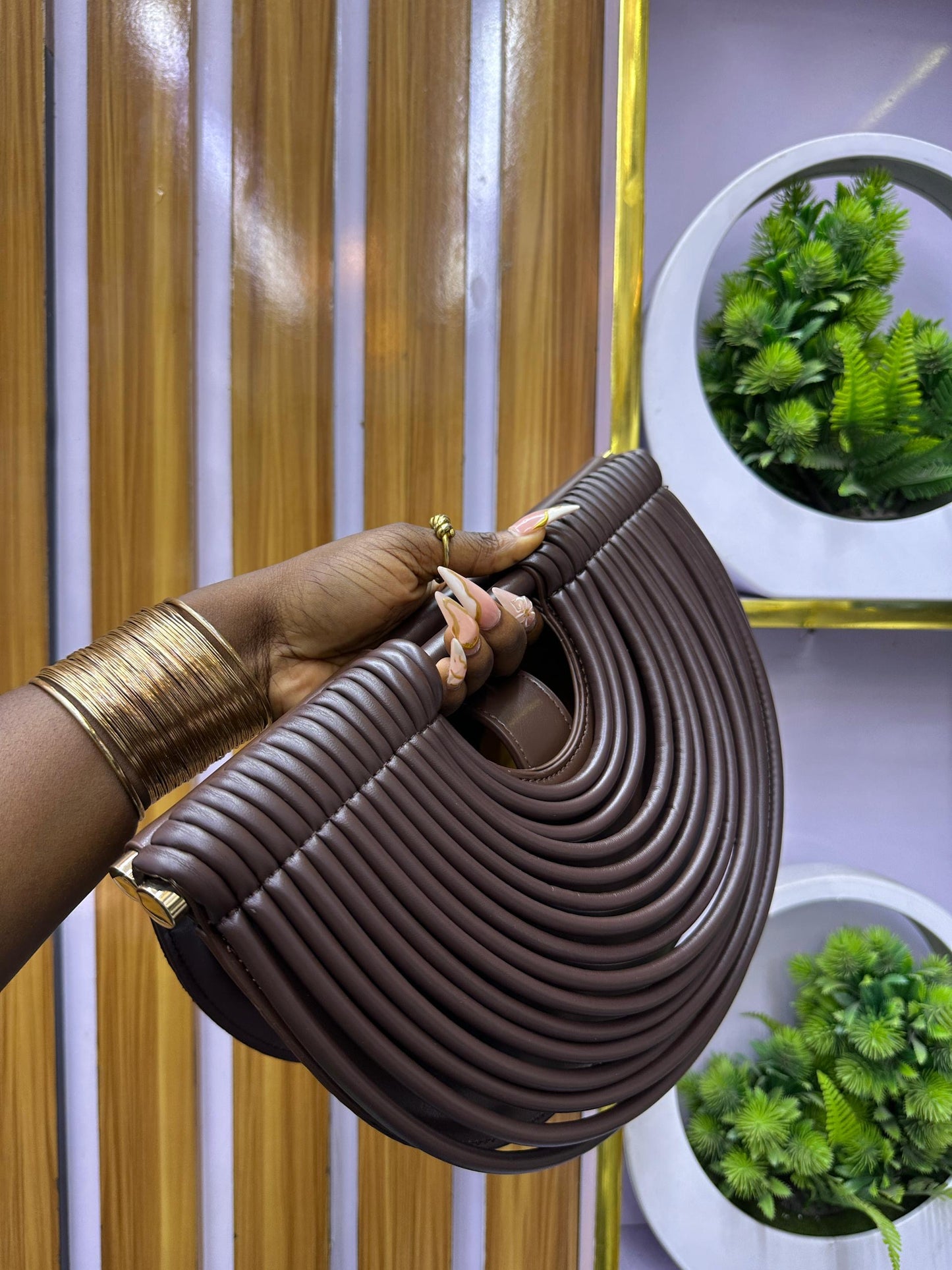 Brown structured grab bag