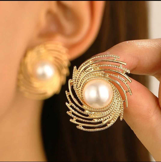 Gold pearl inspired earring