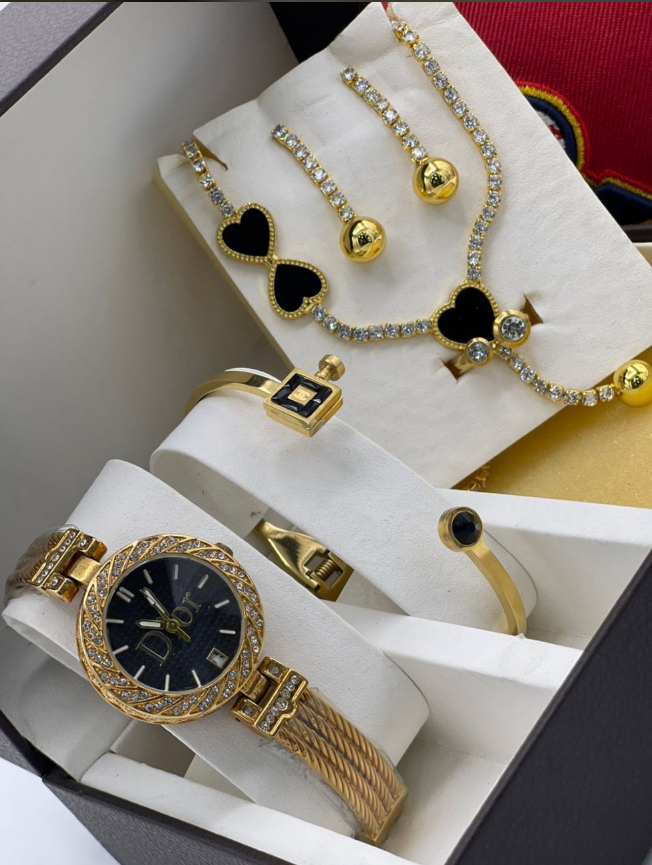 wristwatch and bracelet set with necklace and earring