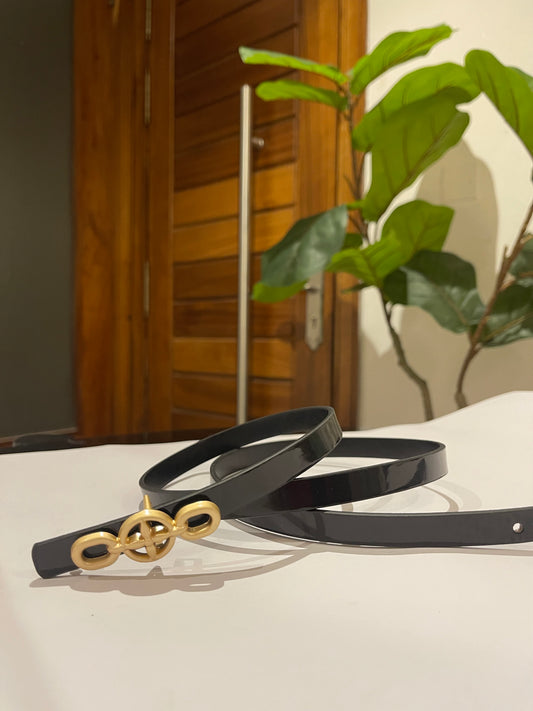 Black patent leather belt (10-16)