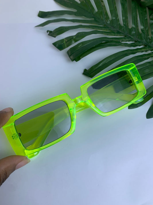 Neon Green Rectangular Sunglasses