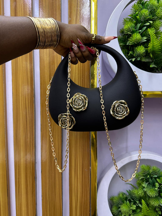 GOLD Floral detailed grab purse