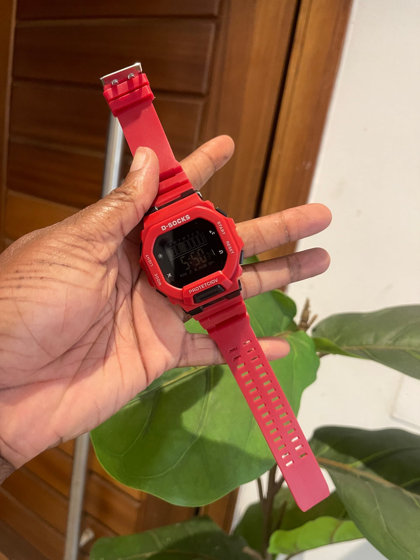 Red digital wristwatch