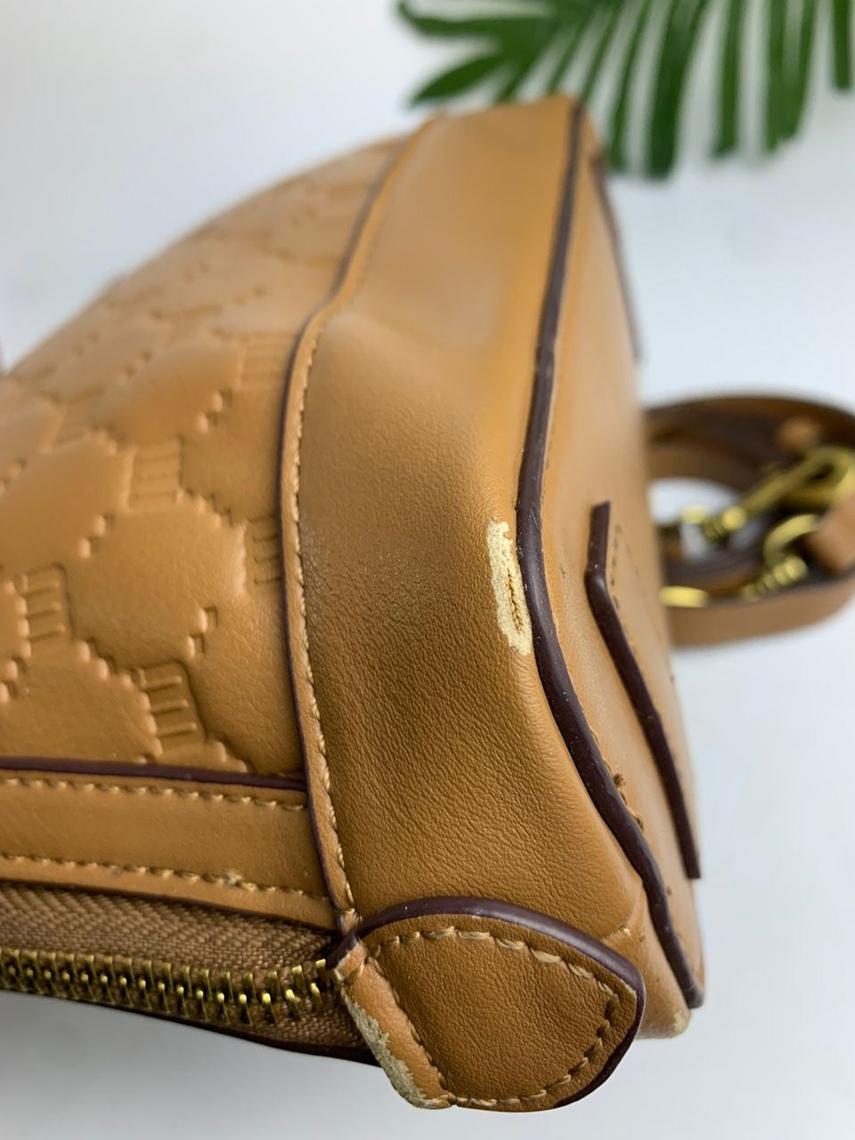 Brown detailed monogrammed bag