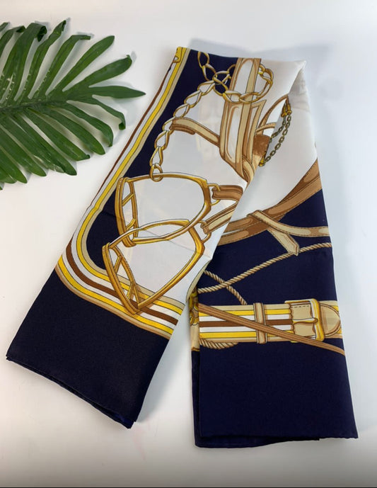 Gold and blue Parisian scarf