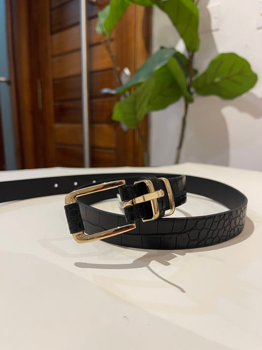 Black and Gold Leather LEE Belt (size 8-16)
