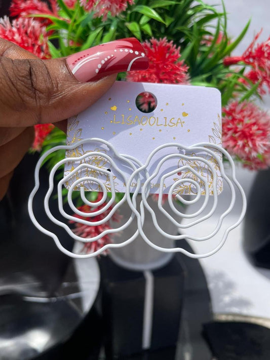 White floral earrings