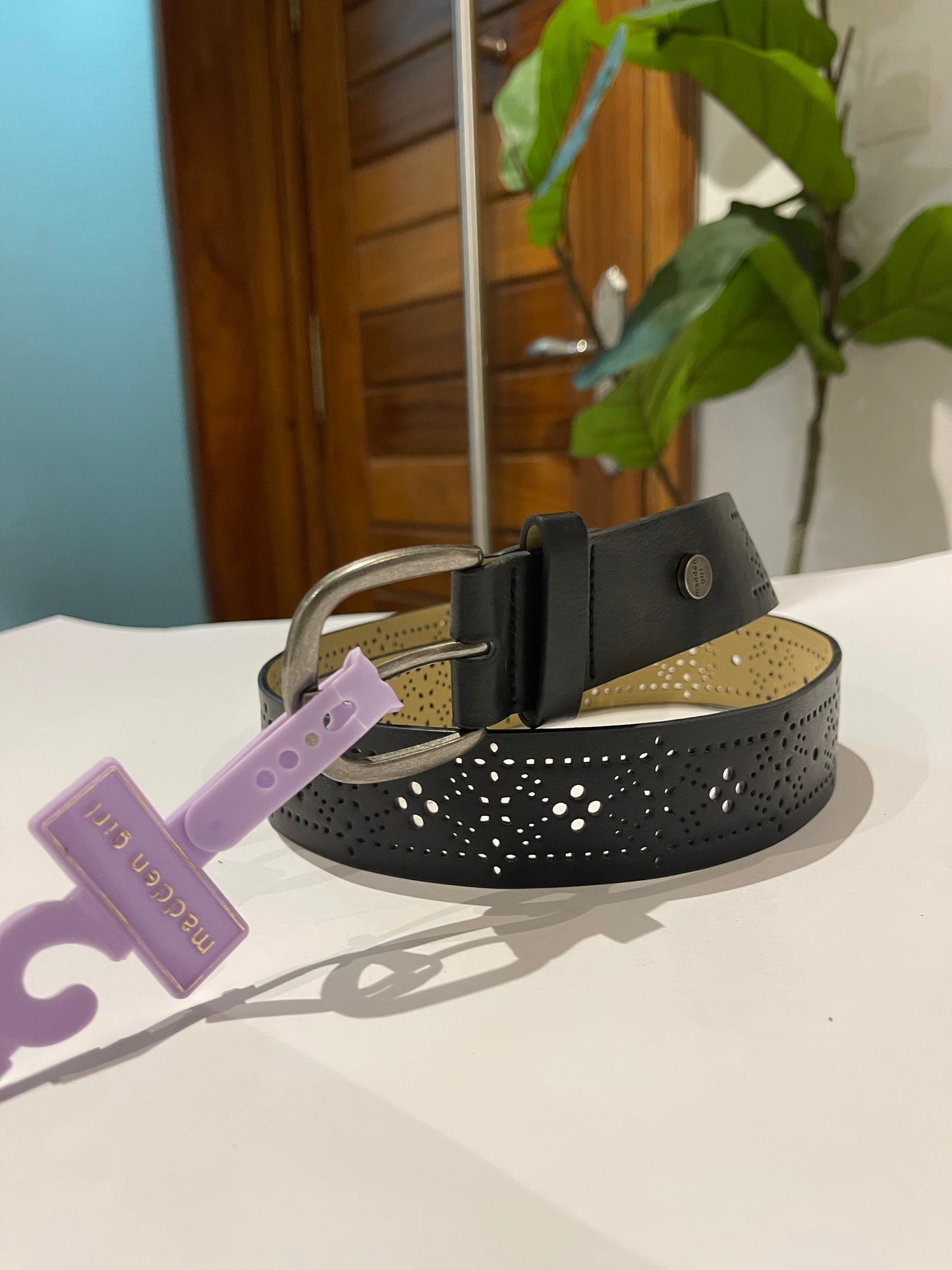 Black leather belt