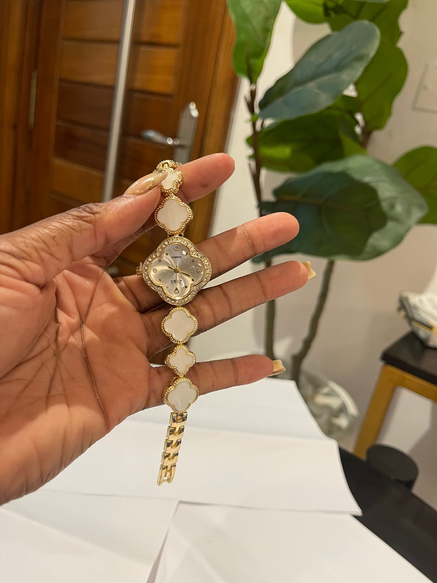 Gold and white  inspired wristwatch