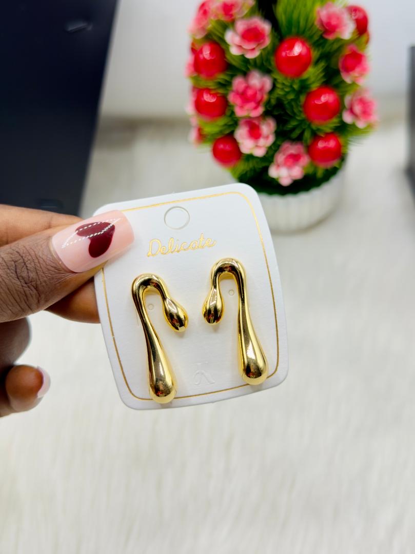 Gold non tarnish oval earrings