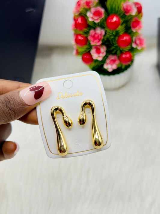 Gold non tarnish oval earrings