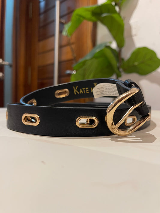 Black and Gold Leather Belt (size 8-16)