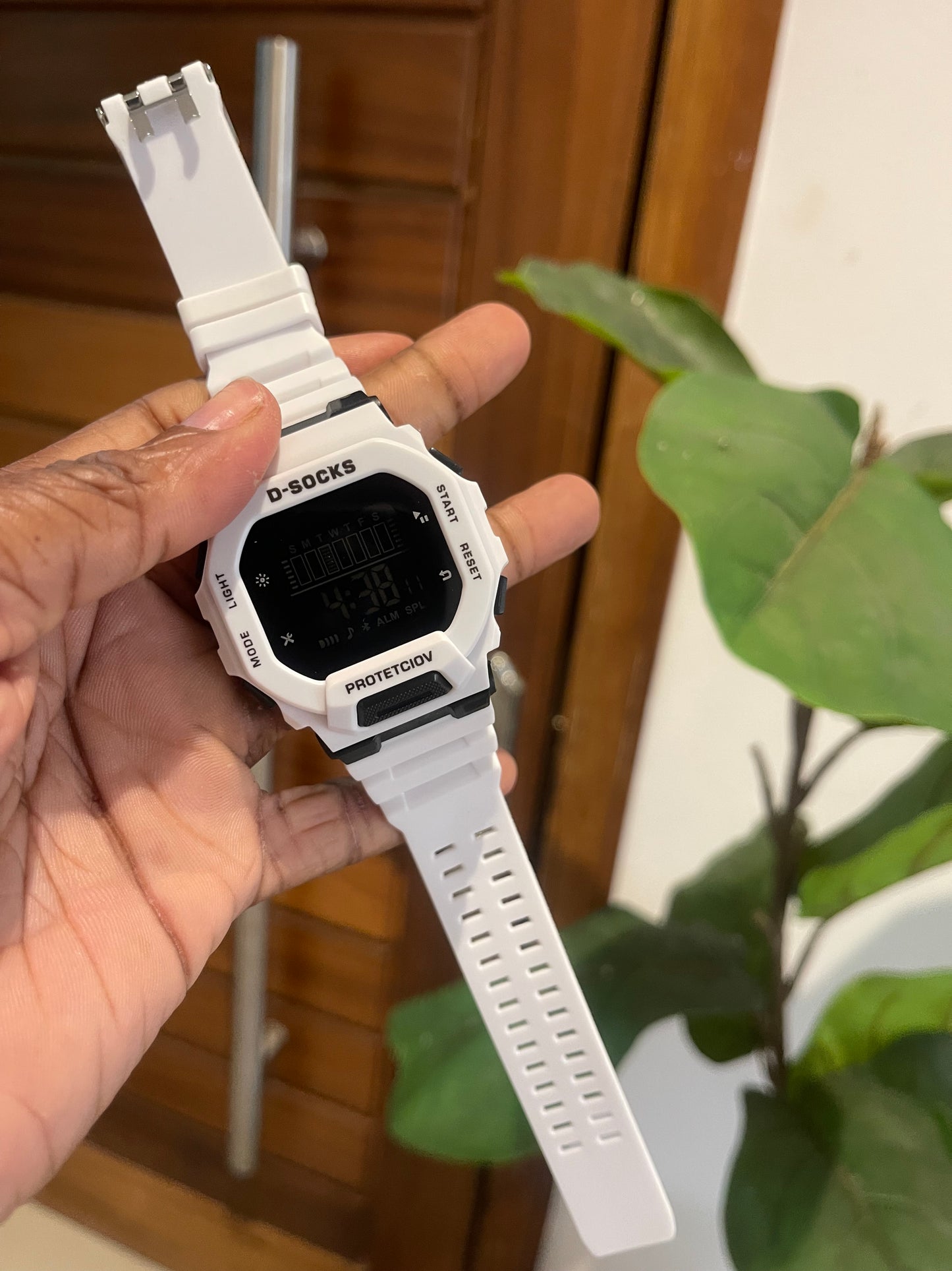 White digital wristwatch