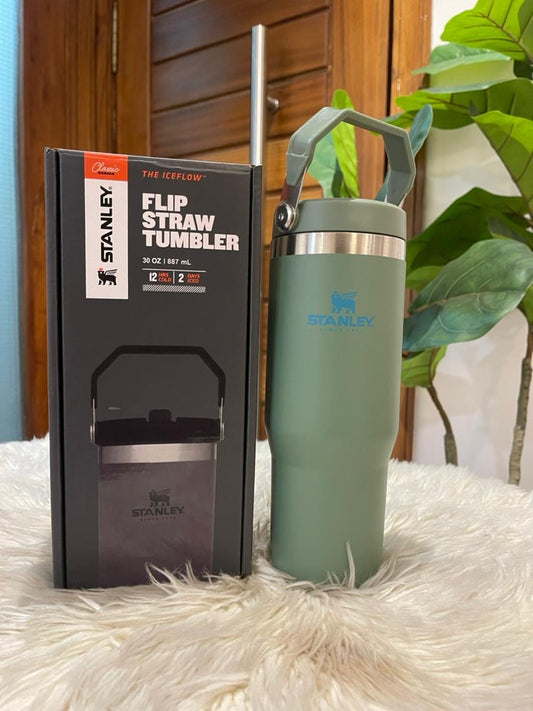 Green Stanley flip tumbler