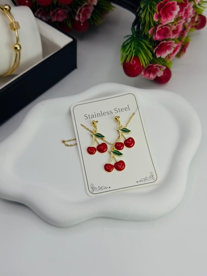berry inspired Necklace and earring set