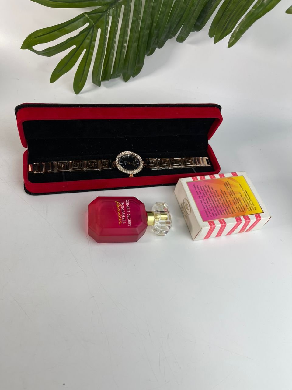Wristwatch and perfume combo comes as seen