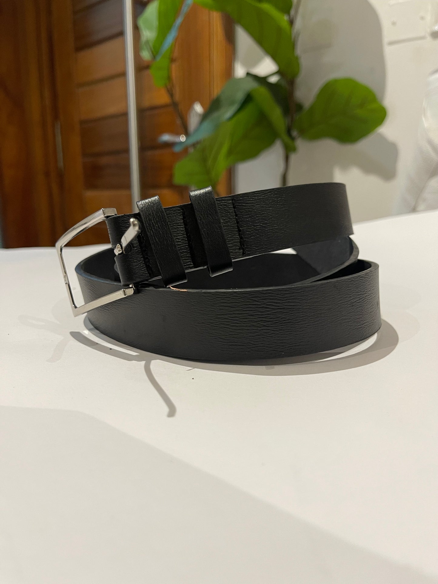 Black leather belt
