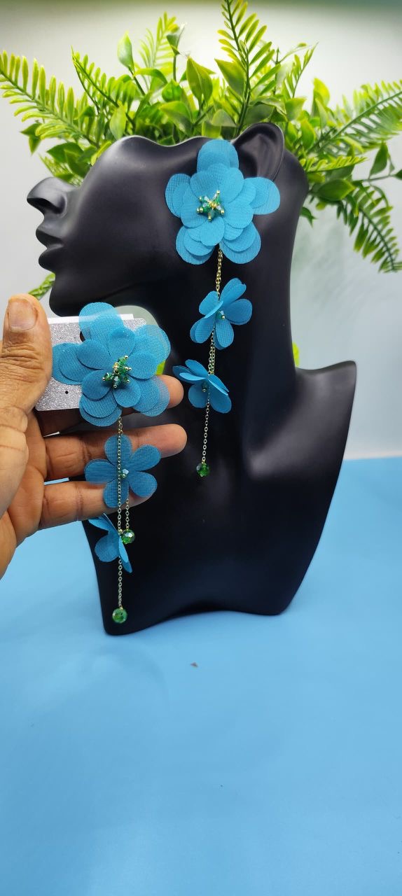 Blue Floral drop earring