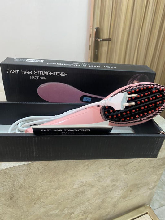 Fast hair straightener brush