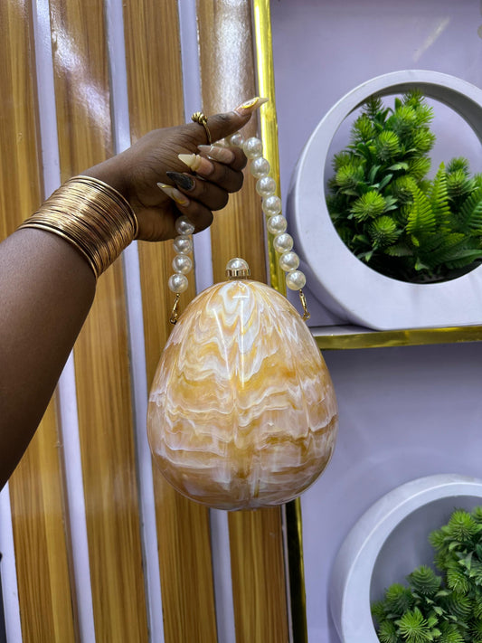 Gold Detailed purse with pearl Accents