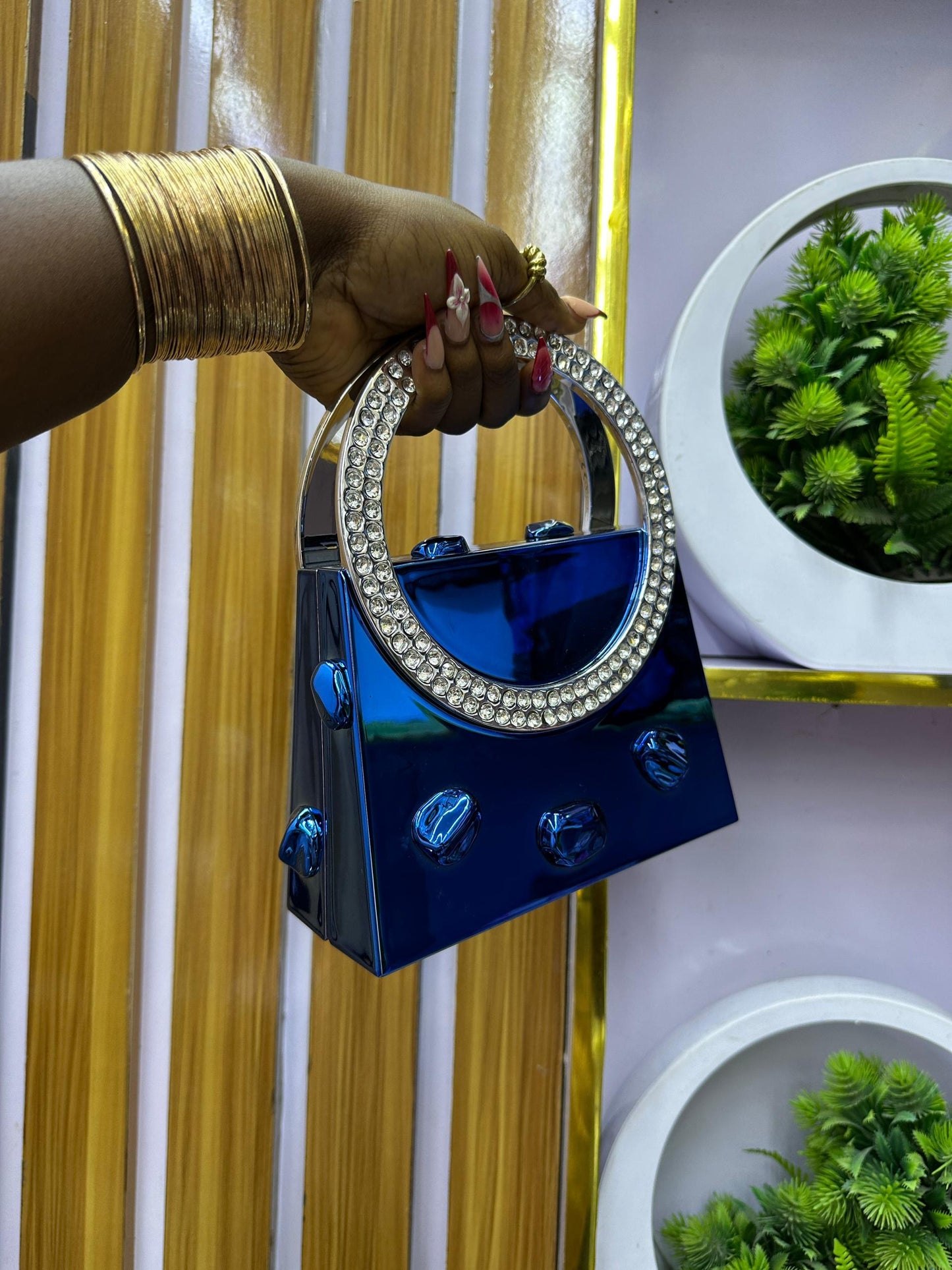 Blue classy mettalic purse