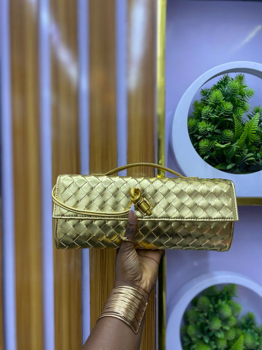 Gold detailed woven purse