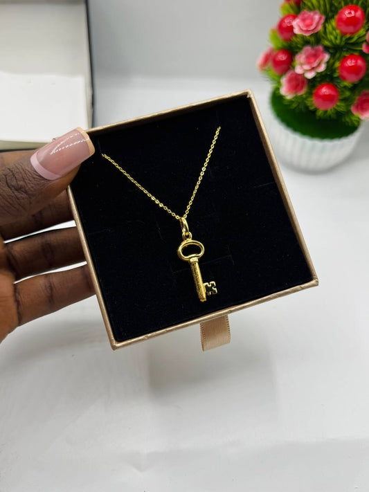 key inspired necklace with box
