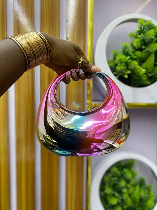 Multi-color chrome handbag