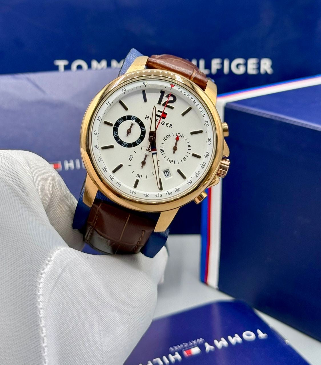 Tommy Hilfiger Brown Leather Wristwatch