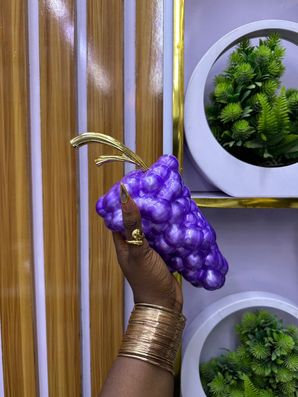 Detailed Grape  Purple Purse with Box