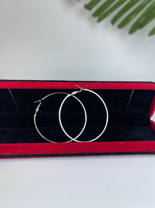 Silver hoop earring