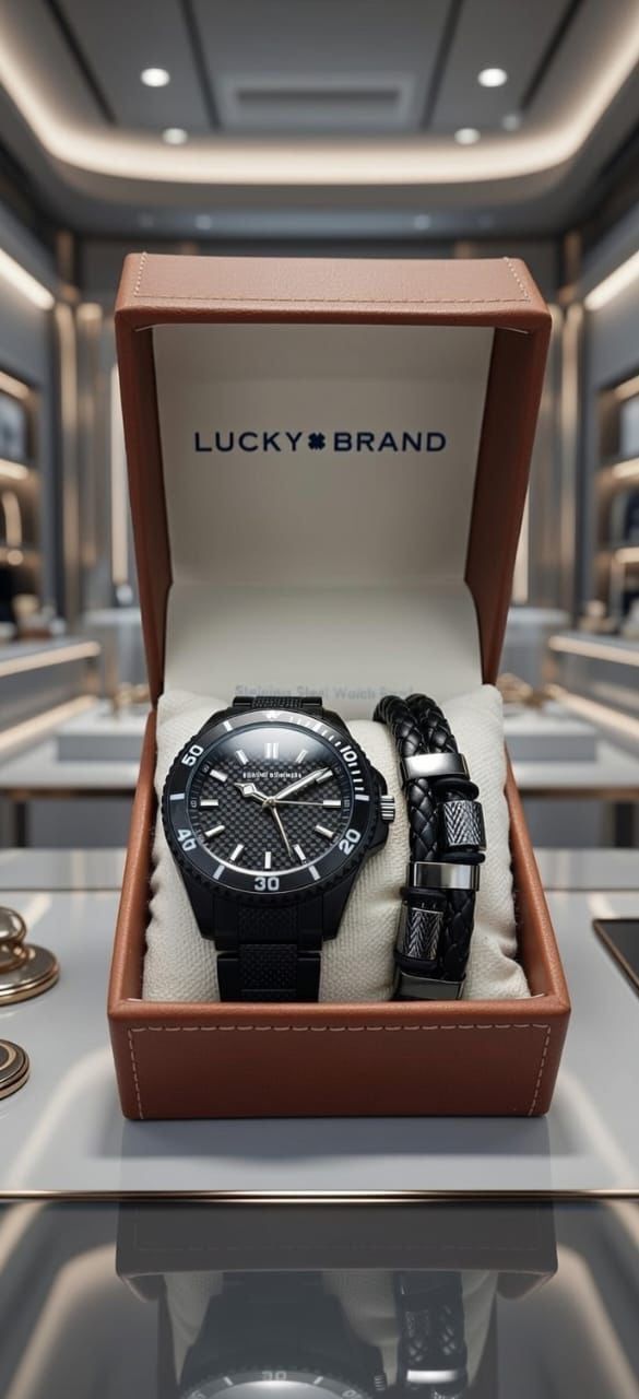 Lucky Brand wristwatch and bracelet set for men