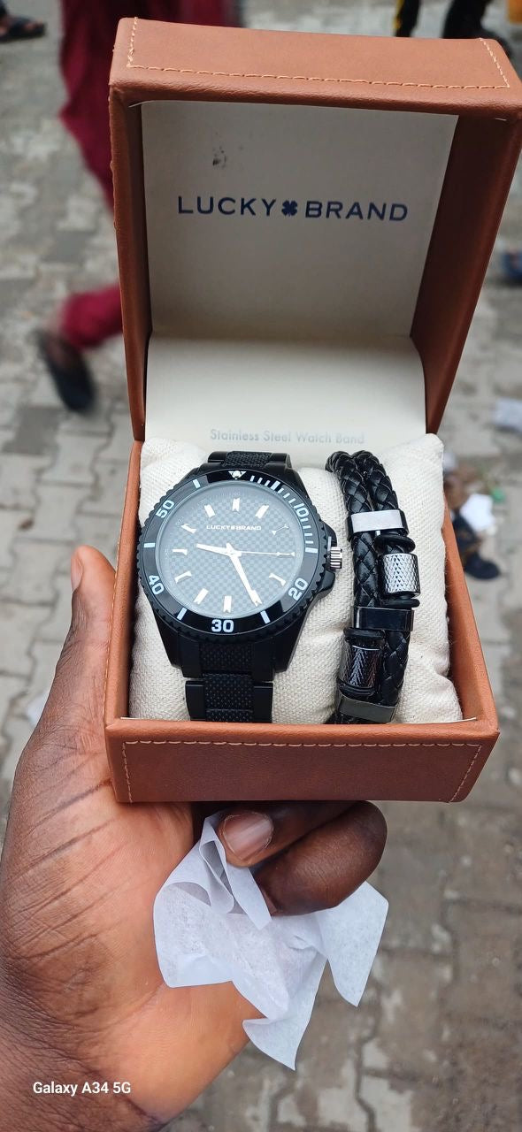Lucky Brand wristwatch and bracelet set for men