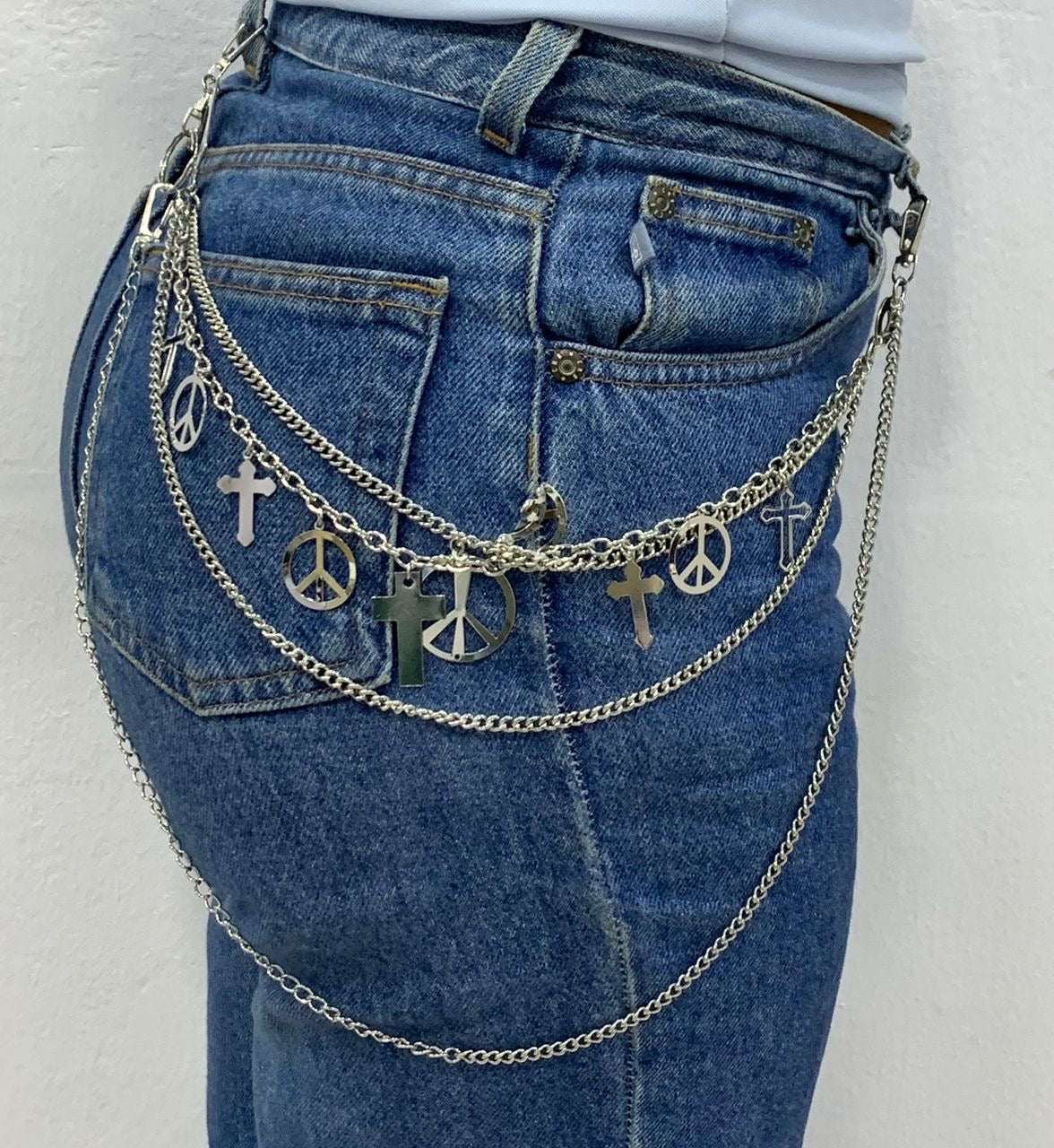 Denim detailed chain