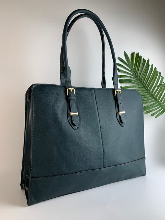Green laptop bag with compartments