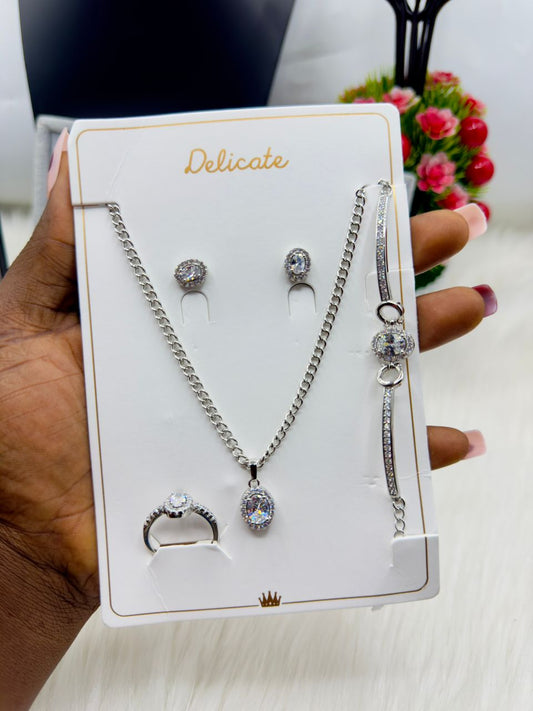 Necklace earring bracelet and ring set