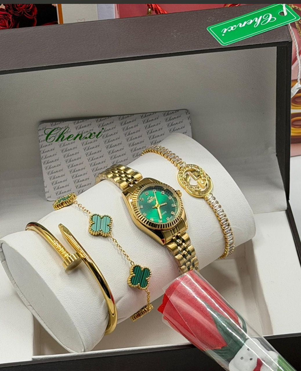 Gold Wristwatch set with box