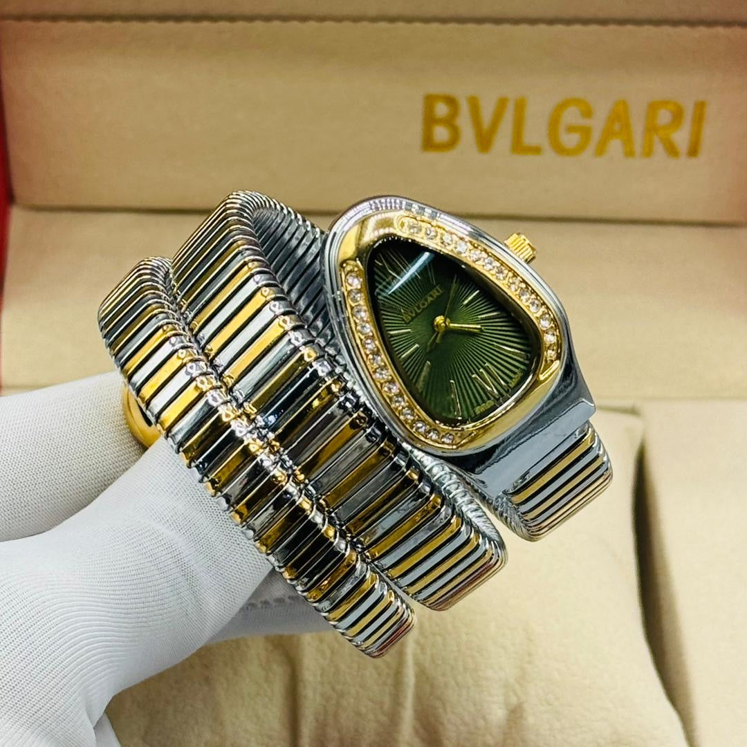 Silver and Gold wrap Bvlgari impression wristwatch