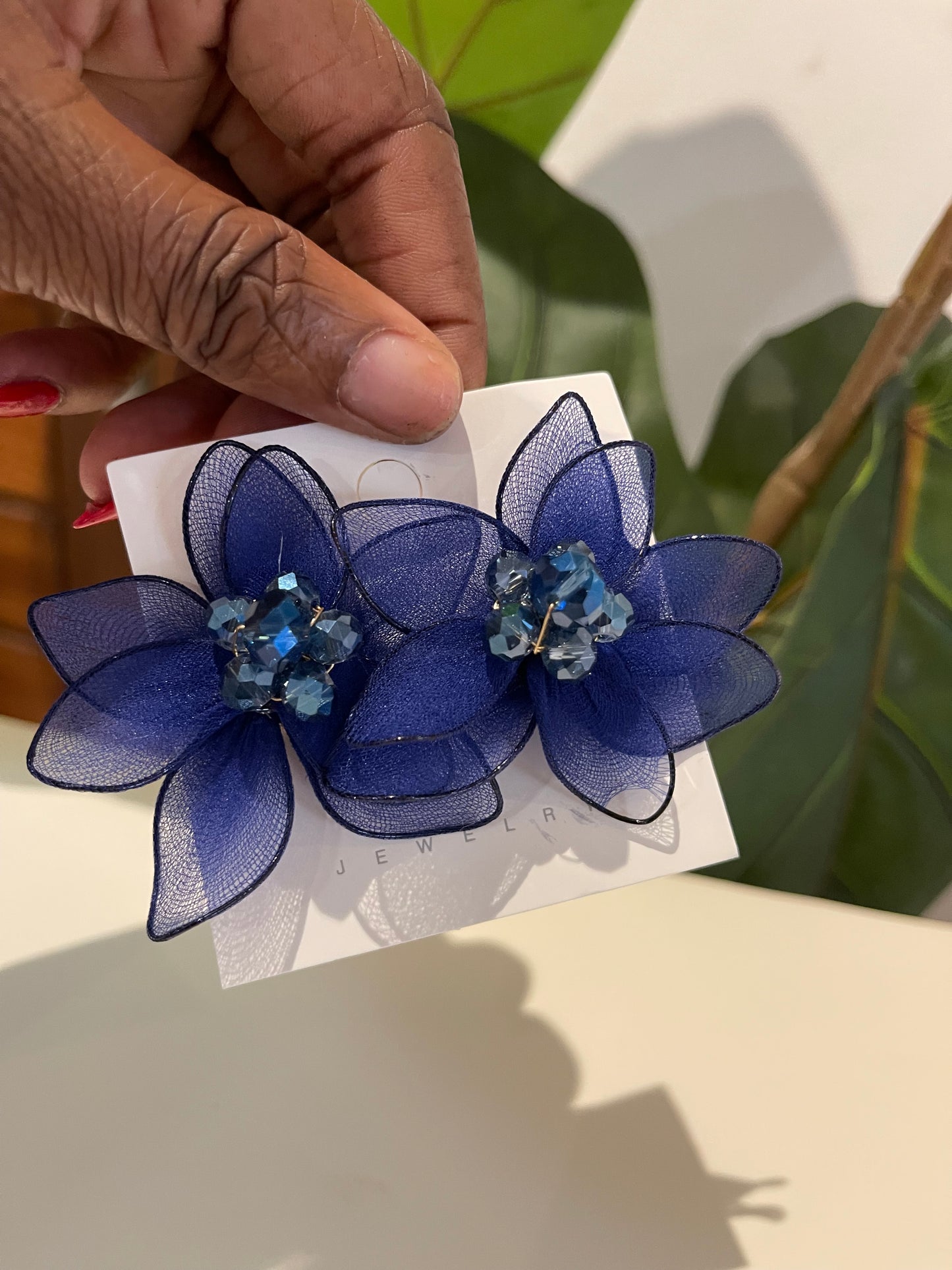 Blue floral-inspired earrings