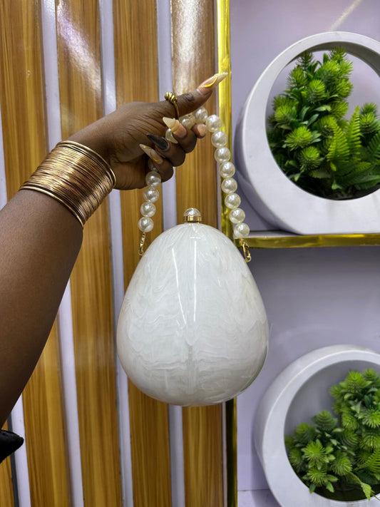 White Detailed purse with pearl detail