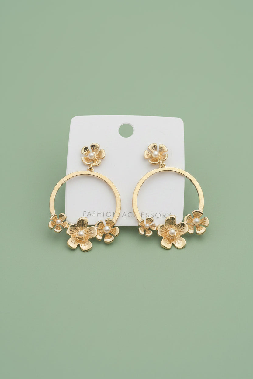 Drop gold earring