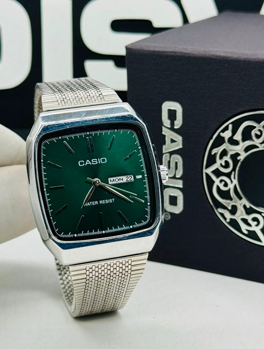 Silver Casio watch with box