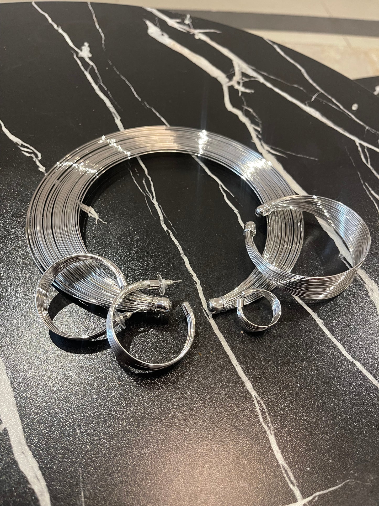 Silver Necklace, earring ,Bracelet and ring set