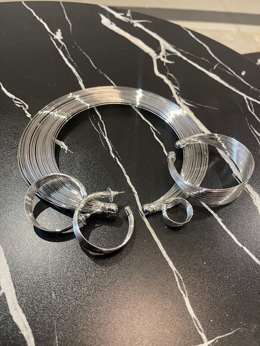 Silver Necklace, earring ,Bracelet and ring set