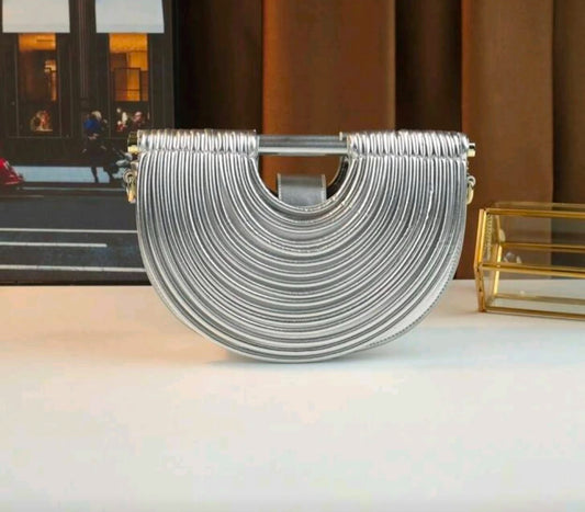 silver Grab woven bag