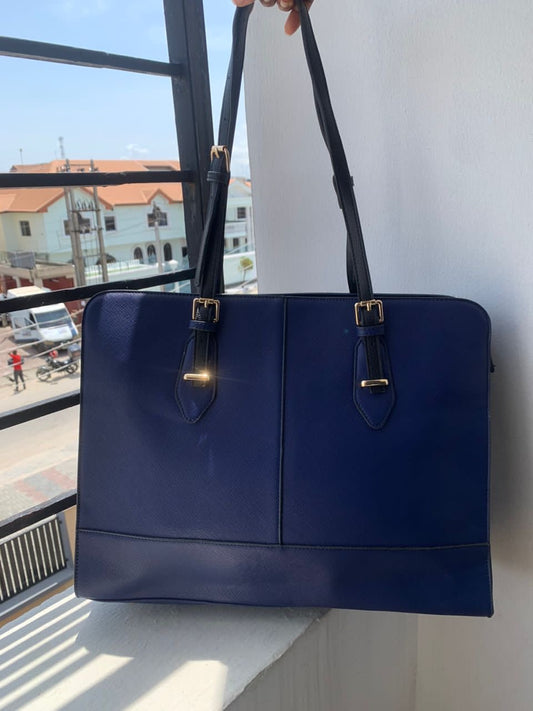 Blue laptop bag with compartments